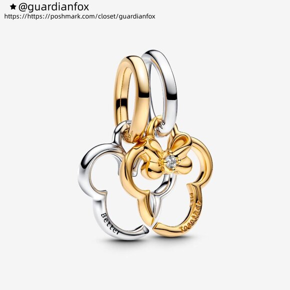 Pandora Disney Mickey Mouse & Minnie Mouse Splittable Dangle Charm - Picture 1 of 5